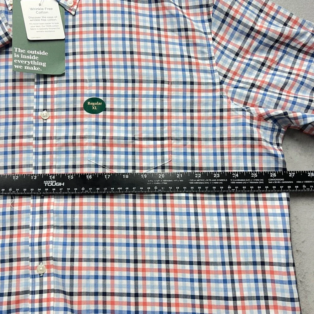 LL Bean Mens XL Regular Traditional Fit Wrinkle Free Cotton Plaid Shirt 288292